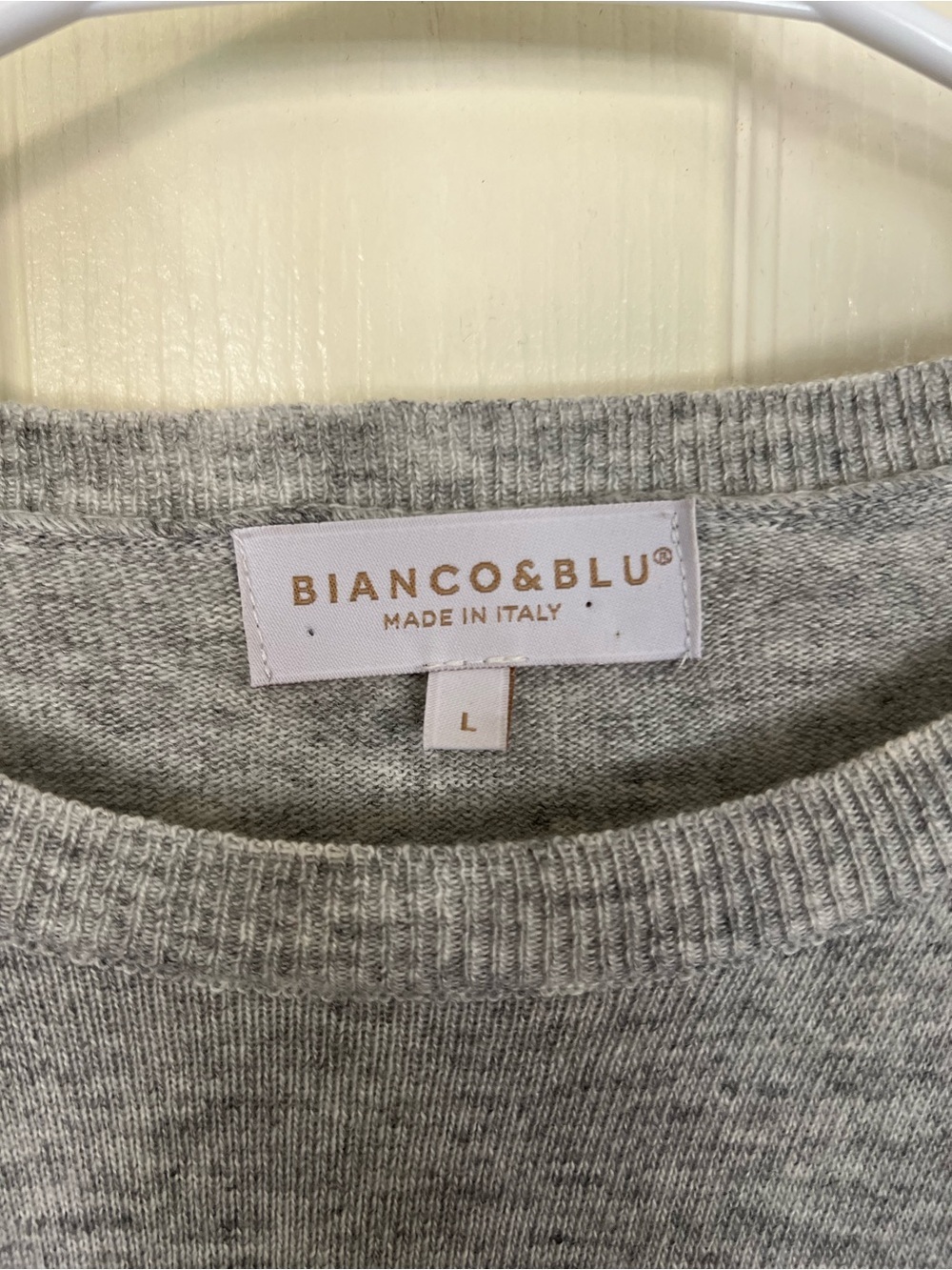 Bianco & Blu Made in Italy Cashmere Silk Blend Gray Knit Sweater Large - Picture 2 of 8